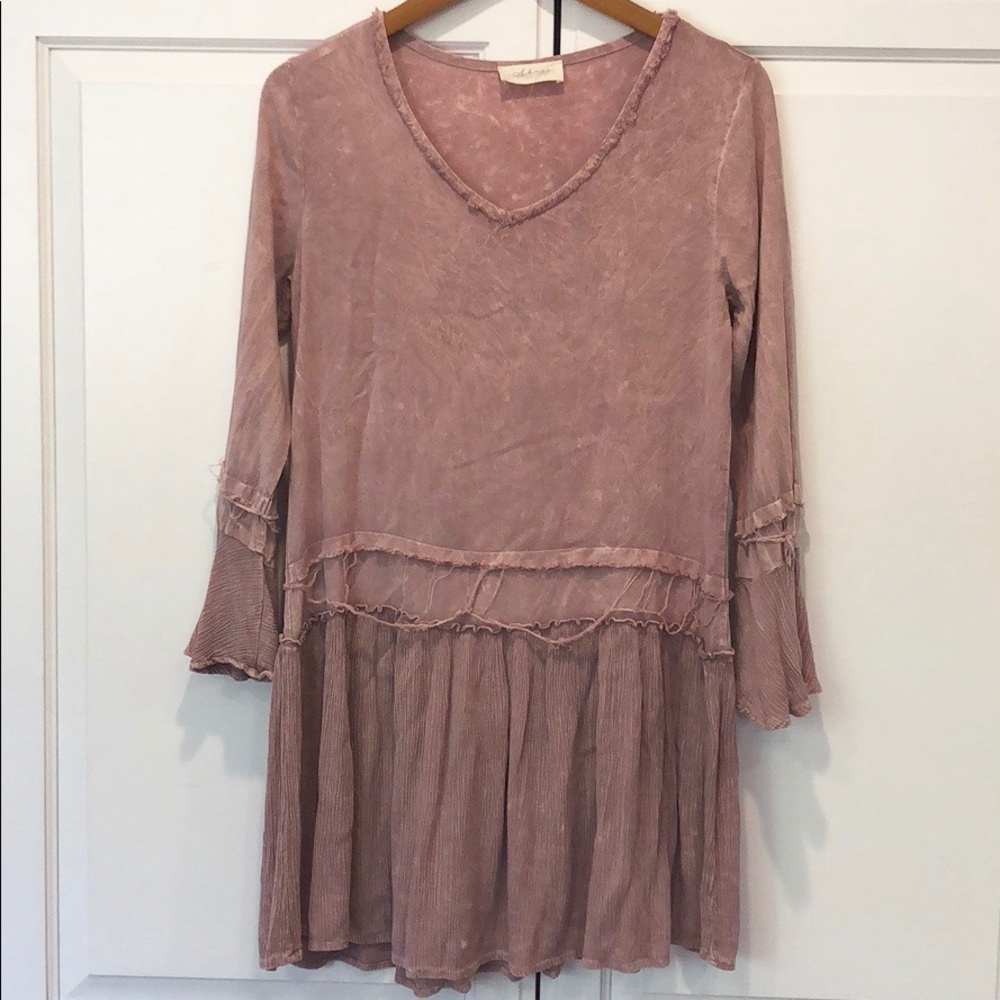 NEW Abree Mineral Washed Rose Tunic Dress